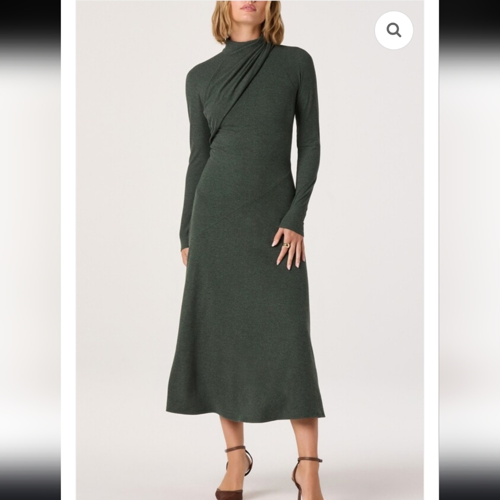 New ASTR the Label Hunter Green Mock Neck Dress‎ Medium